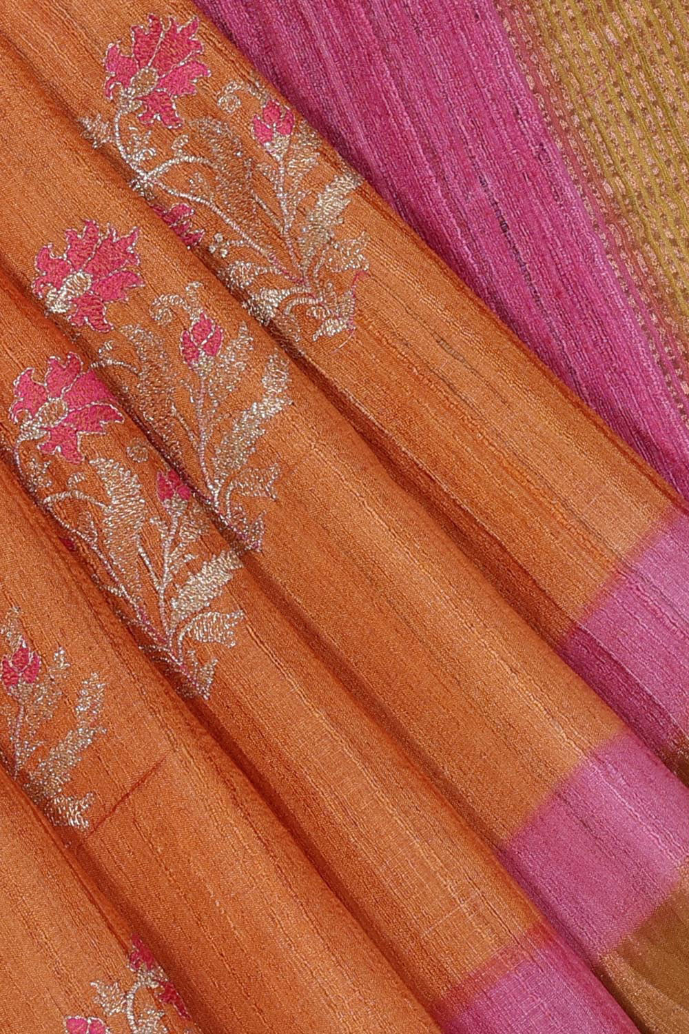 Collection of Tussar-Silk Embroidery Work Saree in a gallery layout