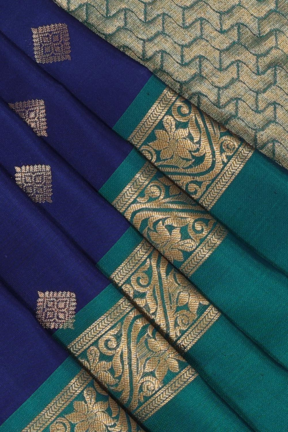 Image of Kanchipattu Royal Blue Brocade Saree
