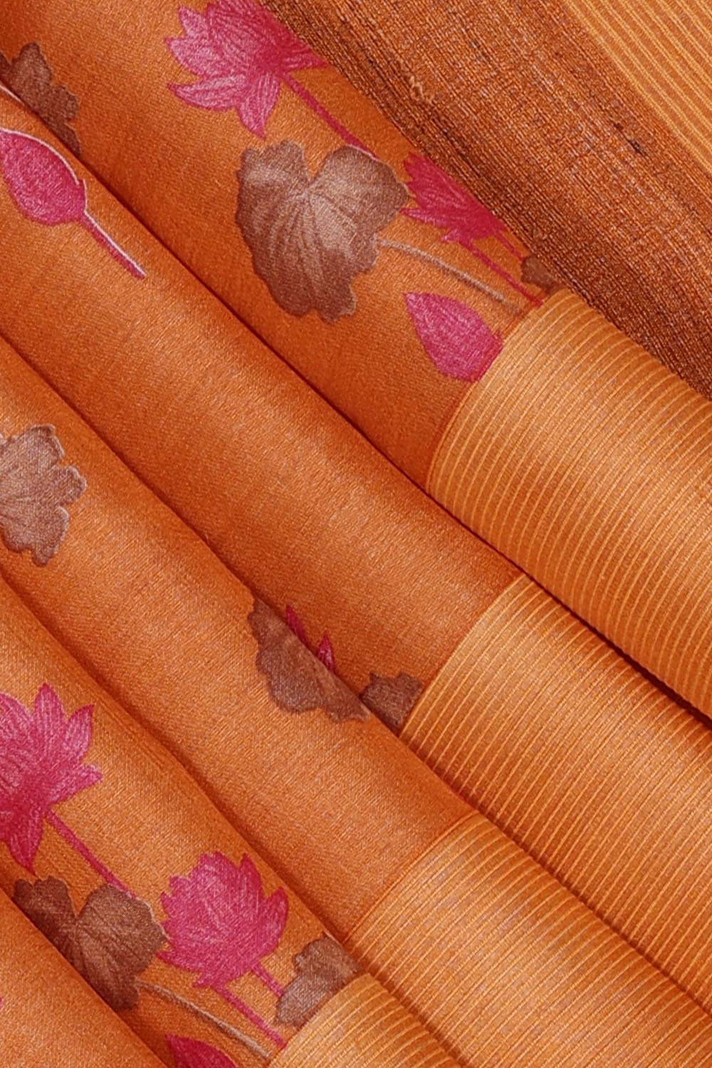 Collection of Tussar Silk Flower Print Saree in a gallery layout