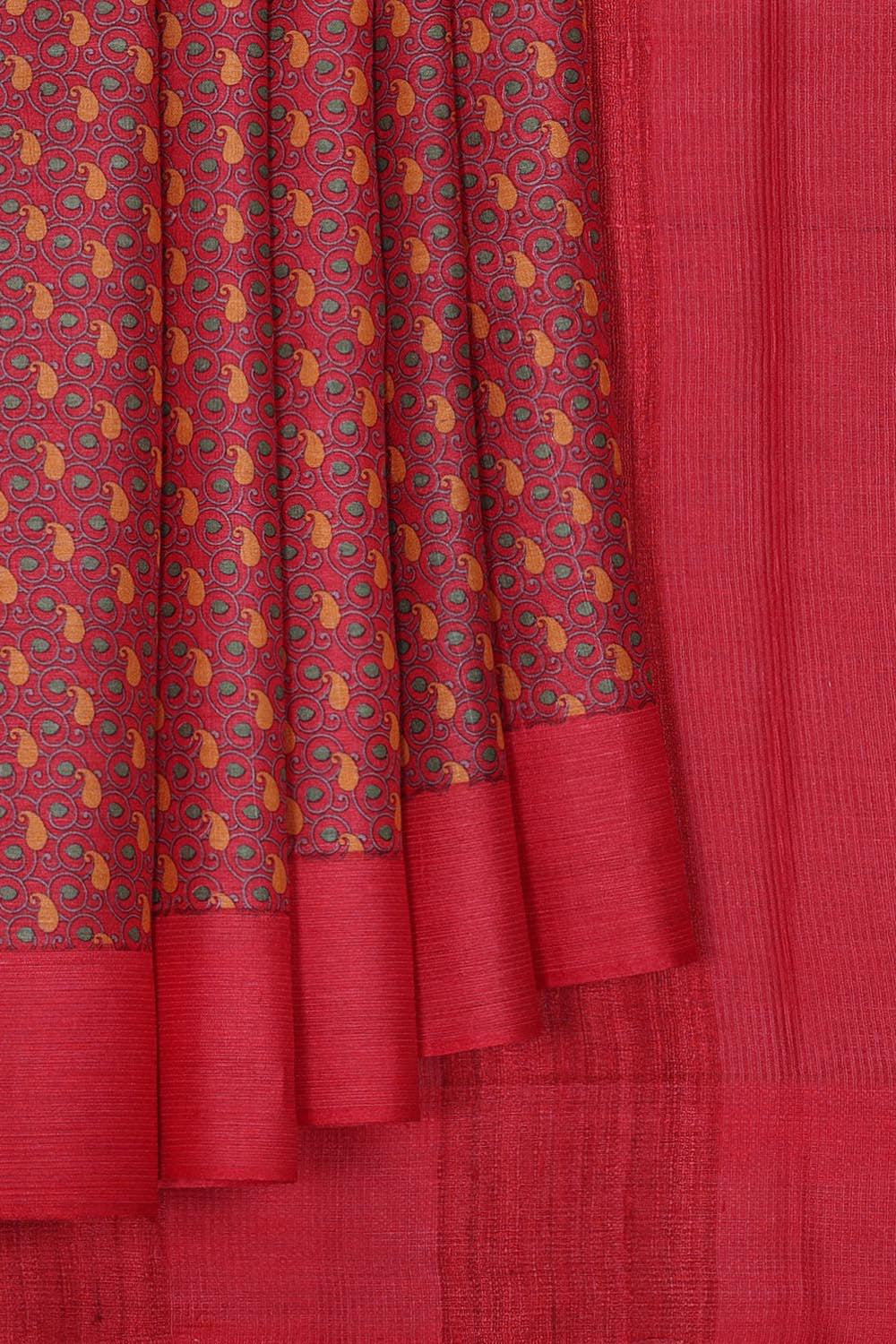 Collection of Tussar Silk Paisley/Floral Print Saree in a gallery layout