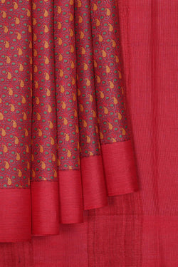 Collection of Tussar Silk Paisley/Floral Print Saree in a gallery layout