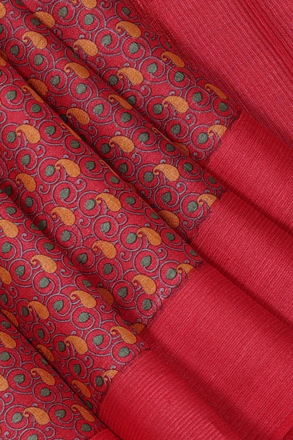 Collection of Tussar Silk Paisley/Floral Print Saree in a gallery layout