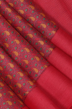 Collection of Tussar Silk Paisley/Floral Print Saree in a gallery layout