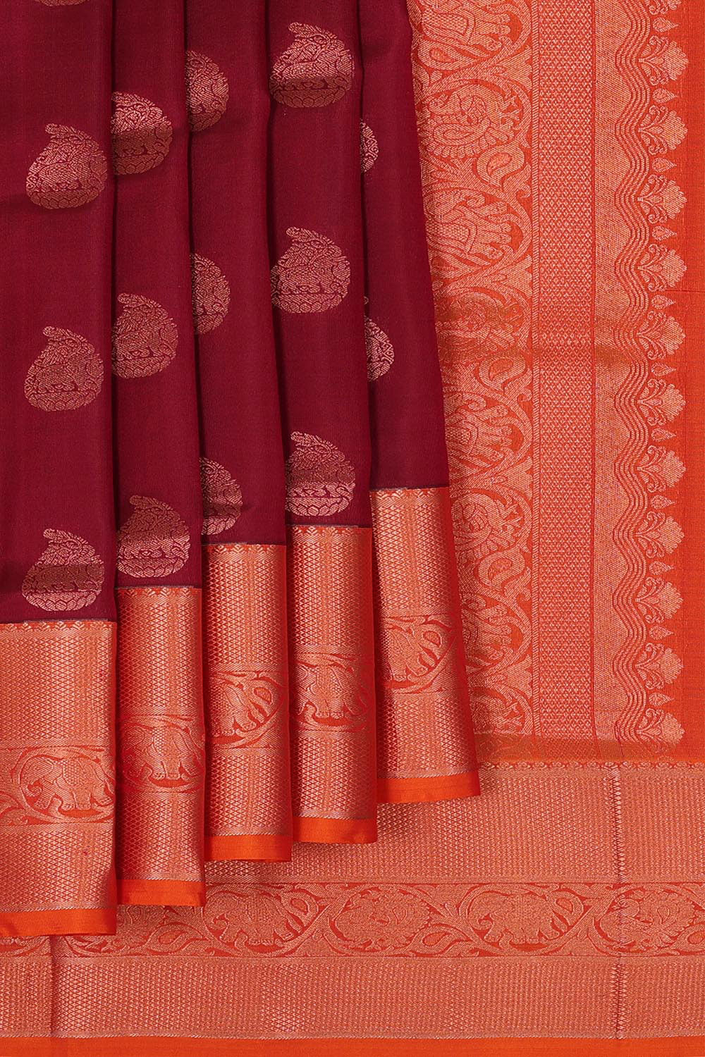 Collection of Gorgeous Caramel-Maroon Saree in a gallery layout