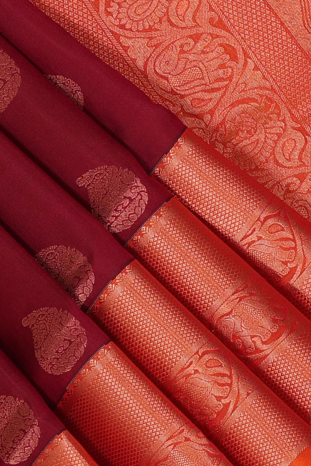 Collection of Gorgeous Caramel-Maroon Saree in a gallery layout