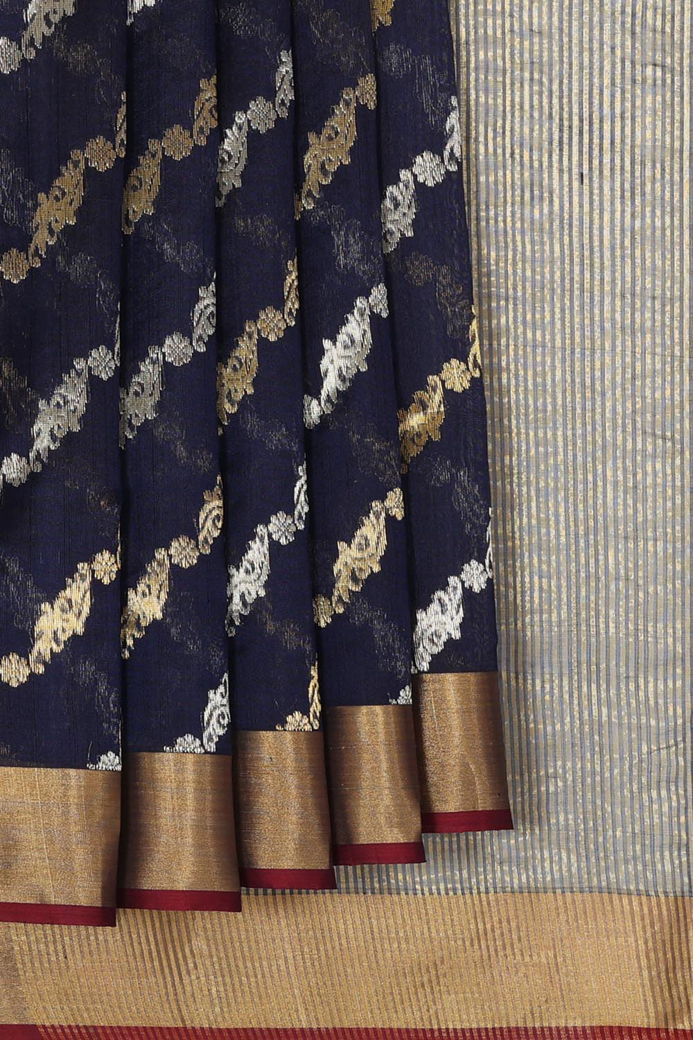 Collection of Chanderi Navy Blue Saree in a gallery layout