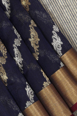 Collection of Chanderi Navy Blue Saree in a gallery layout