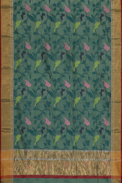 Collection of Chanderi Teal-Green Saree in a gallery layout