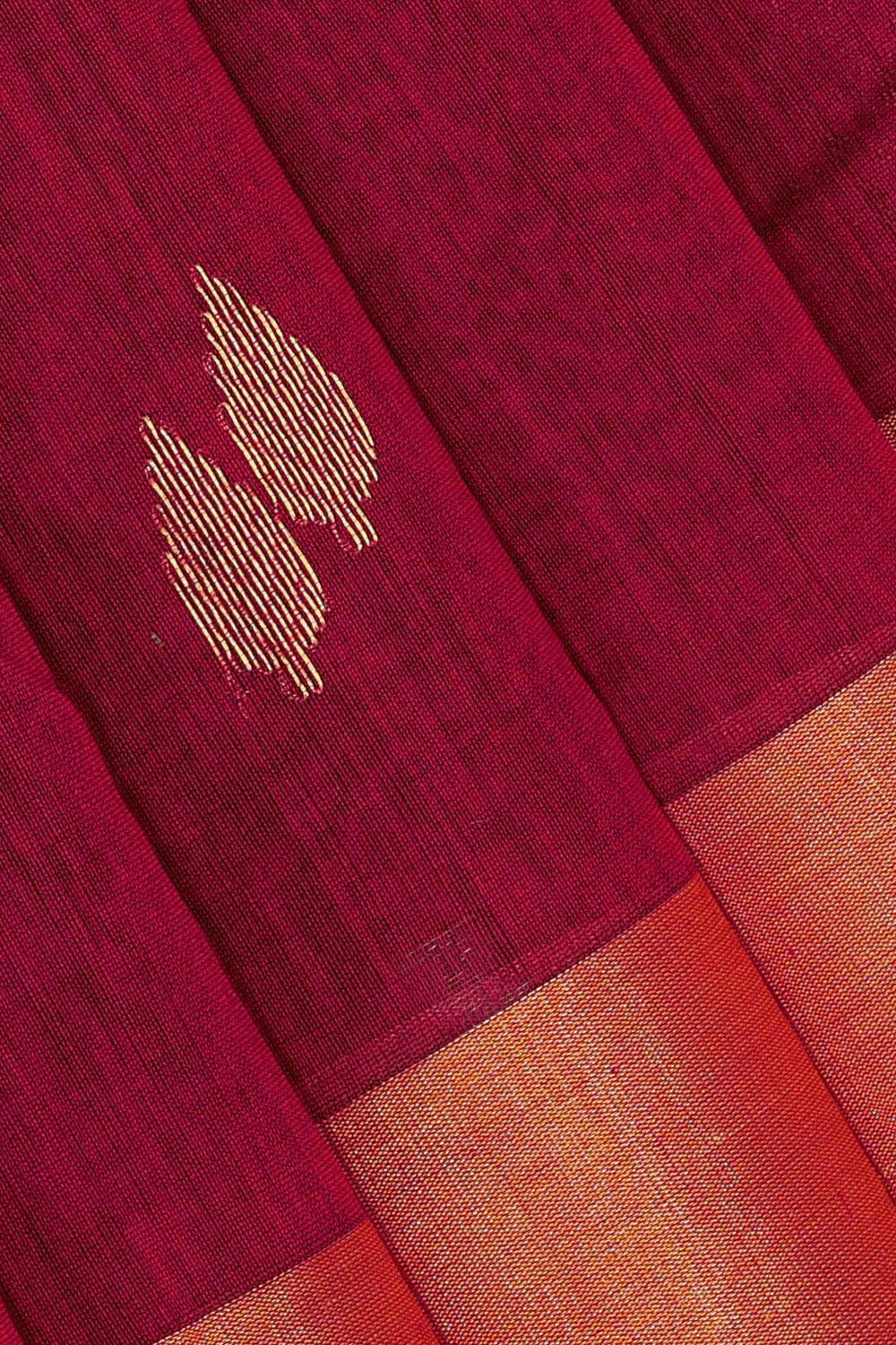 Chanderi Cotton Silk Dark Red Saree