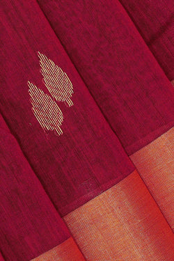 Image of Chanderi Cotton Silk Dark Red Saree