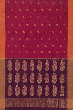 Image of Chanderi Cotton Silk Dark Red Saree