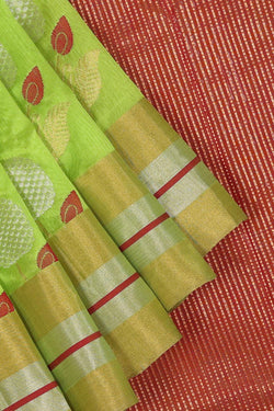 Collection of Chanderi Spring-Green Saree in a gallery layout