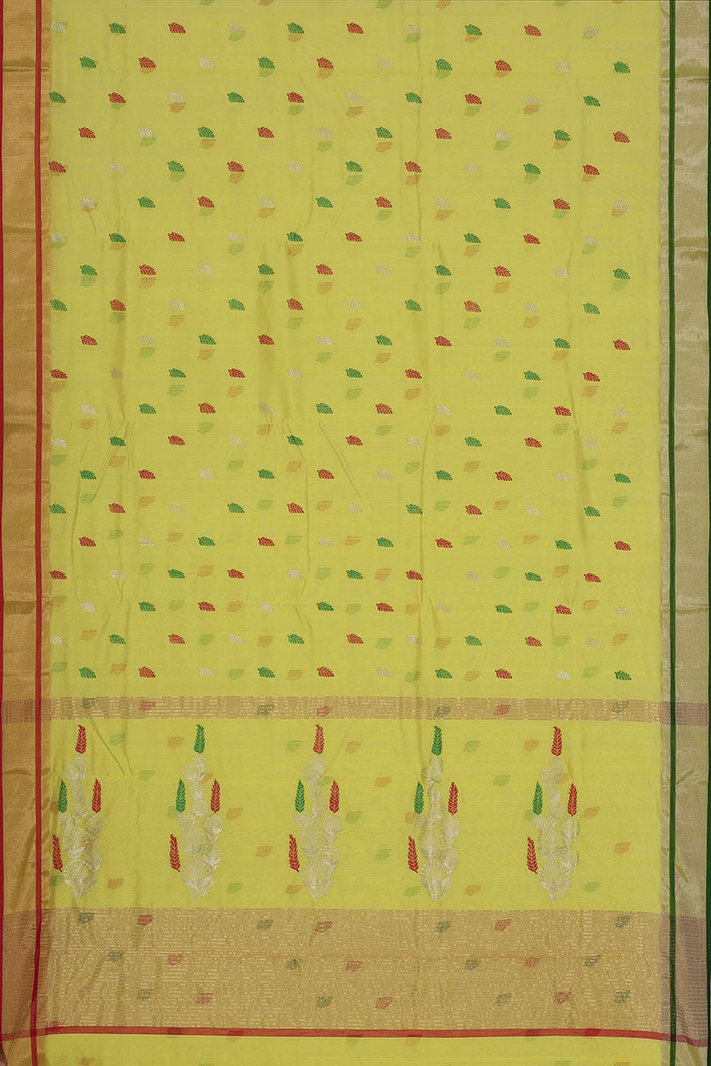 Collection of Chanderi Lime-Yellow Saree in a gallery layout