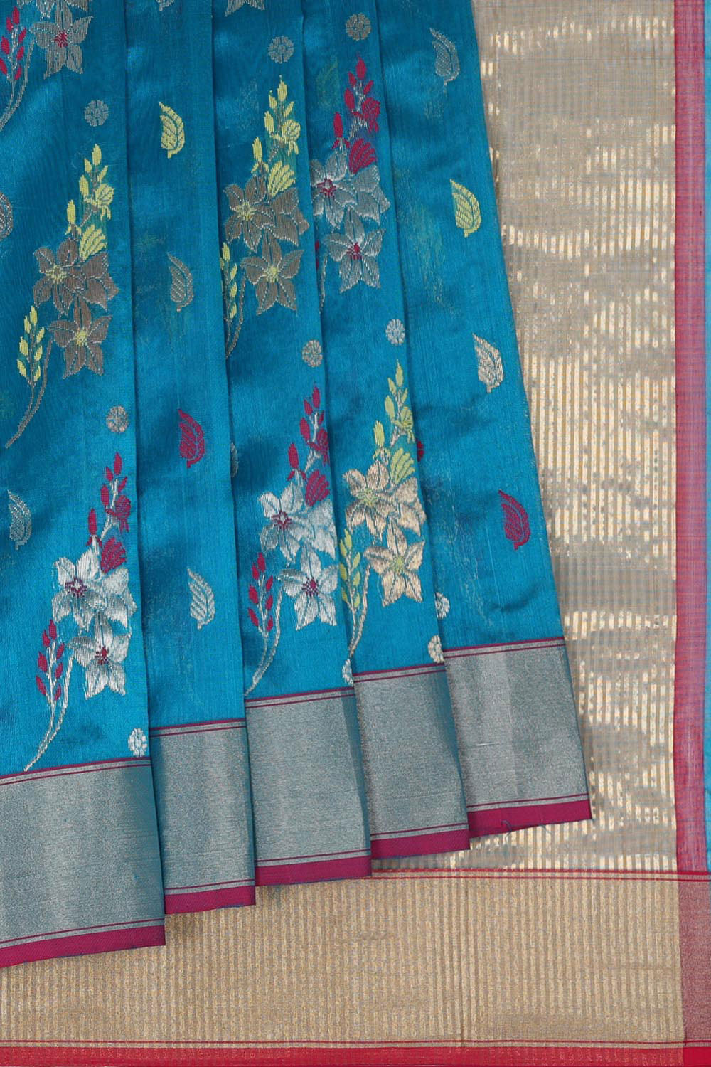 Collection of Chanderi Blue Saree in a gallery layout