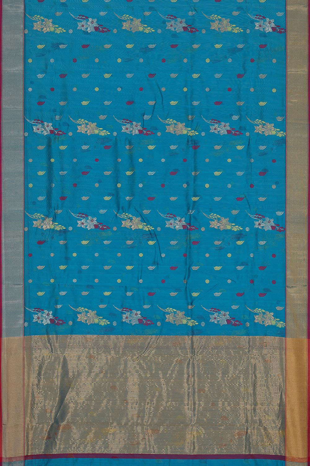 Collection of Chanderi Blue Saree in a gallery layout