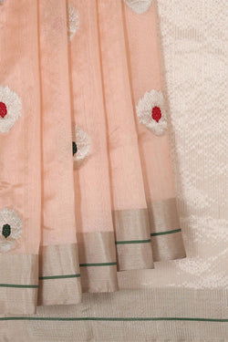 Collection of Chanderi Peach Saree in a gallery layout