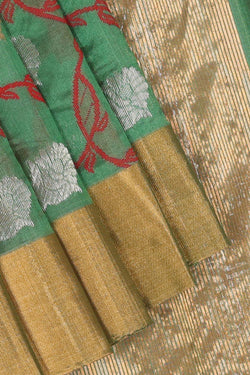 Collection of Chanderi Green Saree in a gallery layout