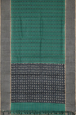 Image of Tussar-Silk Teal-Green Saree