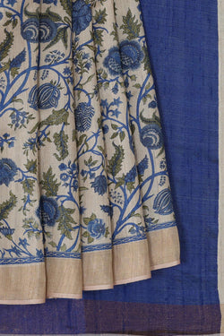 Collection of Tussar Silk Flower/Floral Print Saree in a gallery layout