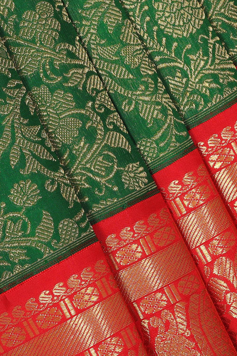 Image of Kanchipuram Bottle Green Saree