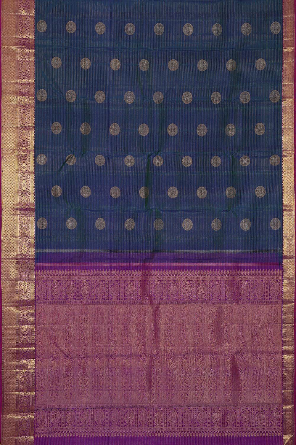 Collection of Arani-Silk Teal-Blue Saree in a gallery layout