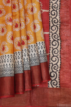 Collection of Tussar Silk Paisley Series Print Saree in a gallery layout