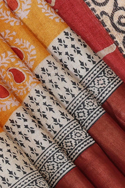 Collection of Tussar Silk Paisley Series Print Saree in a gallery layout