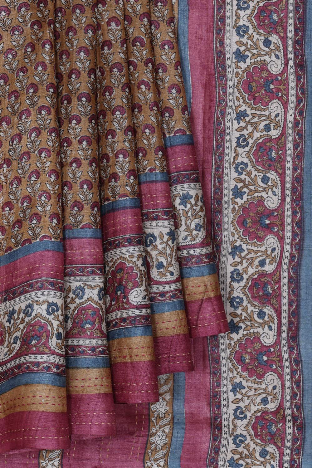 Collection of Tussar-Silk Flower Print Saree in a gallery layout