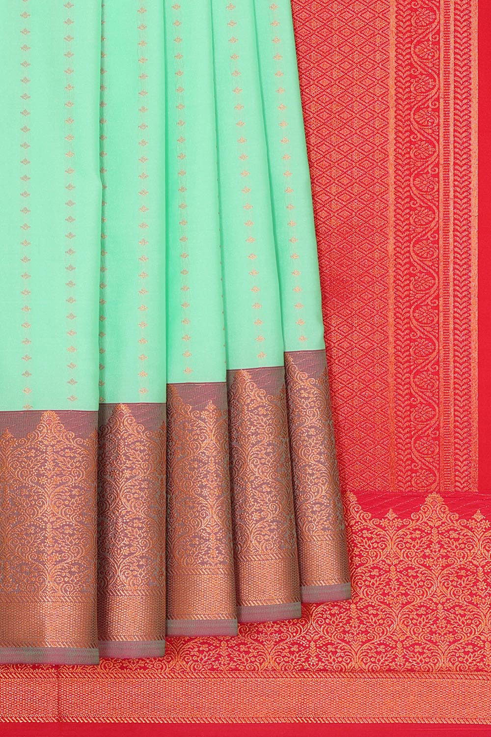 Collection of Fresh Green Woven South Silk Saree in a gallery layout