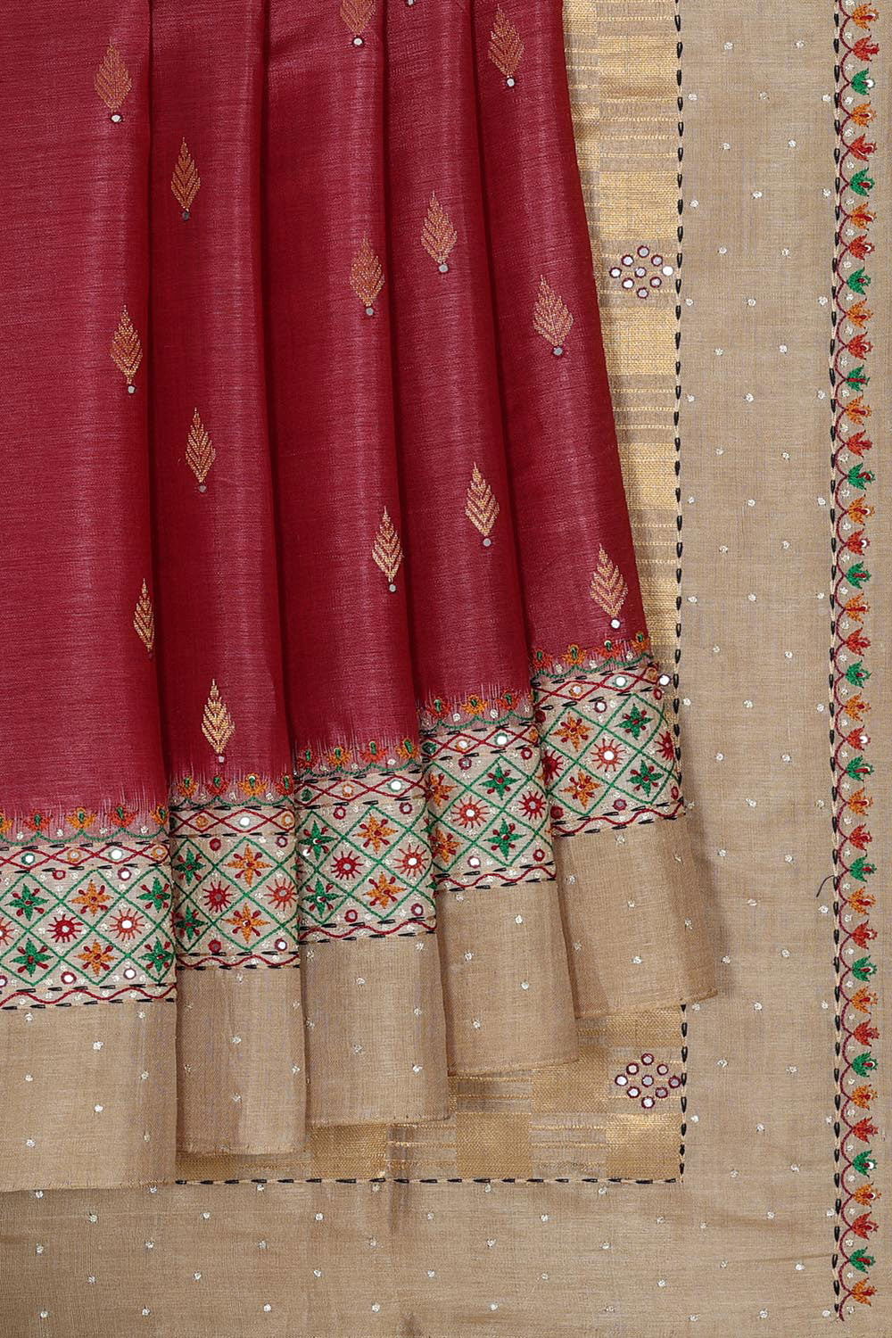 Collection of Tussar-Silk Plum-Pink Saree in a gallery layout