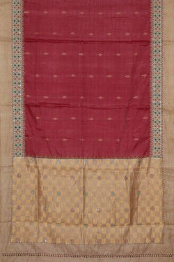 Collection of Tussar-Silk Plum-Pink Saree in a gallery layout