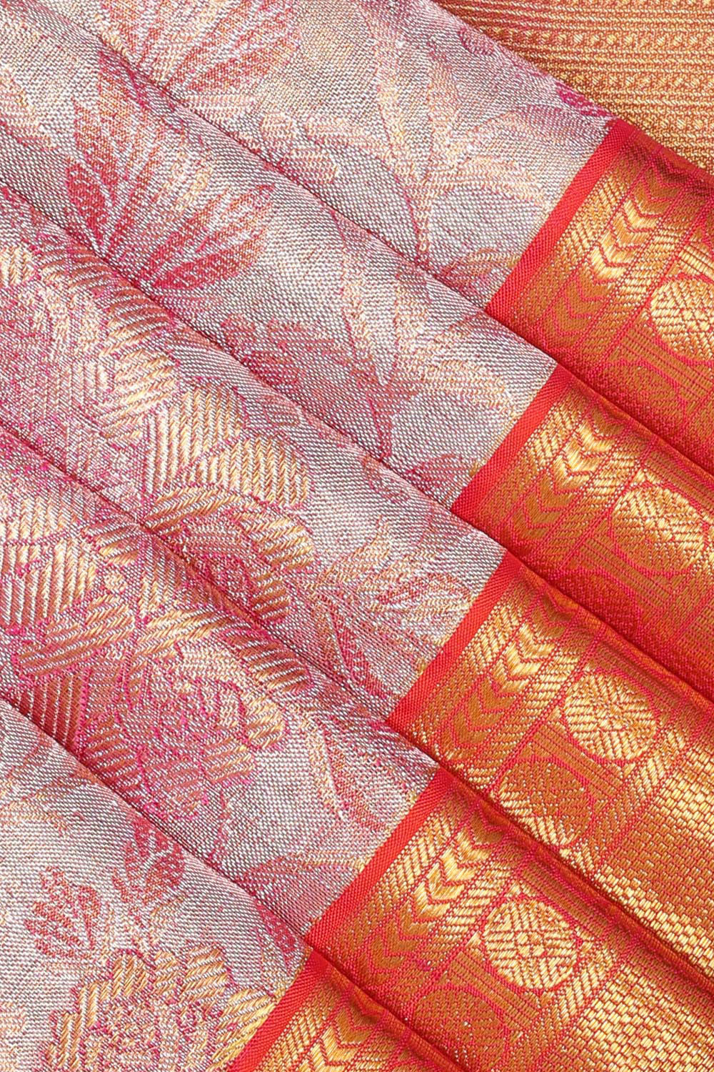 Collection of Kanchipattu Tissue Brocade Pink Saree in a gallery layout