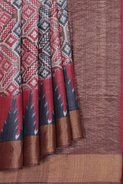 Collection of Tussar-Silk Patola Pattern Printed Saree in a gallery layout