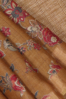 Image of Tussar-Silk Embroidery Work Saree