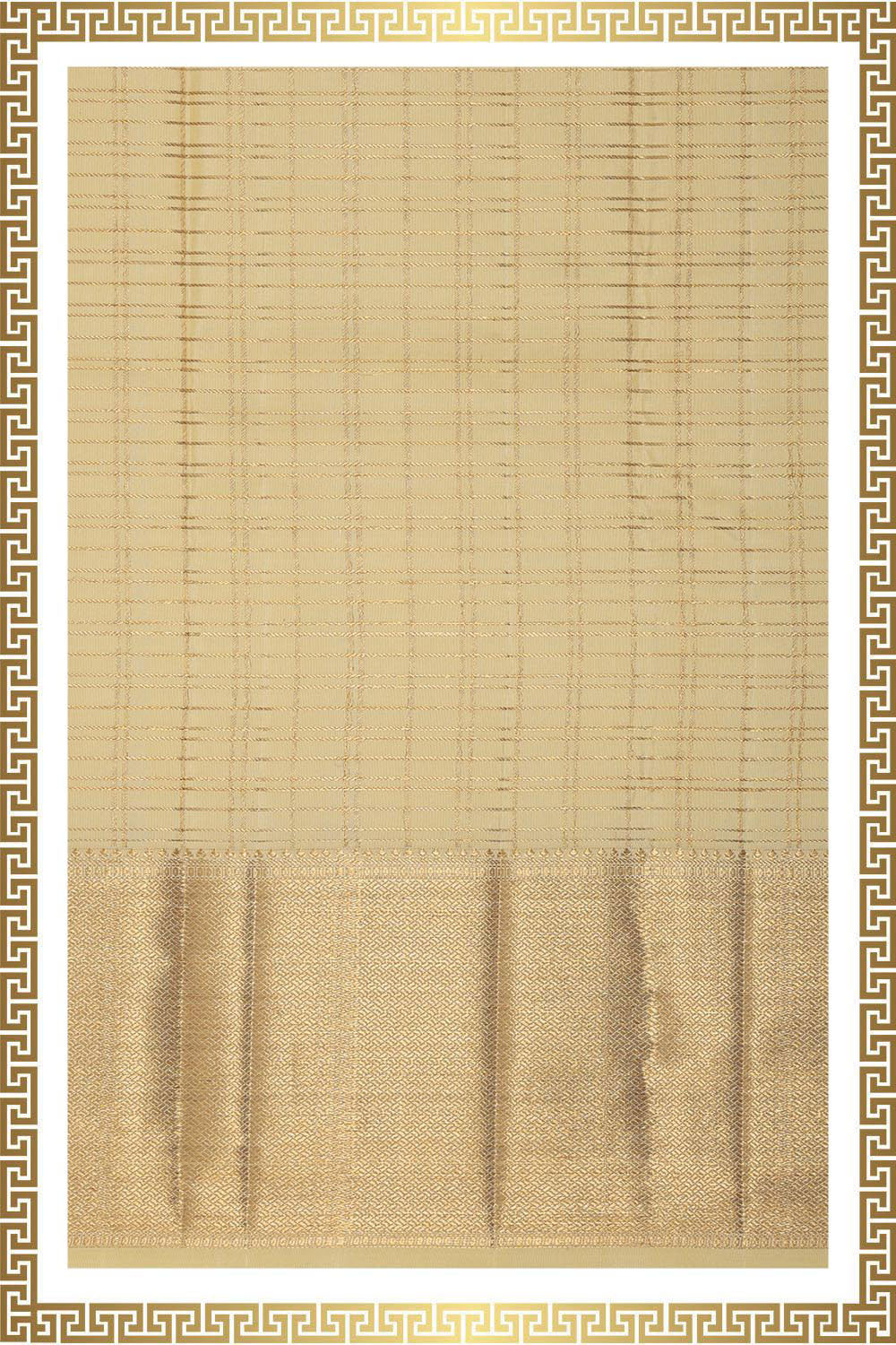 Collection of Kanchi Silk Light Beige Traditional Dhoti With Kanduva (8 X 4) in a gallery layout