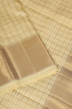 Collection of Kanchi Silk Light Beige Traditional Dhoti With Kanduva (8 X 4) in a gallery layout