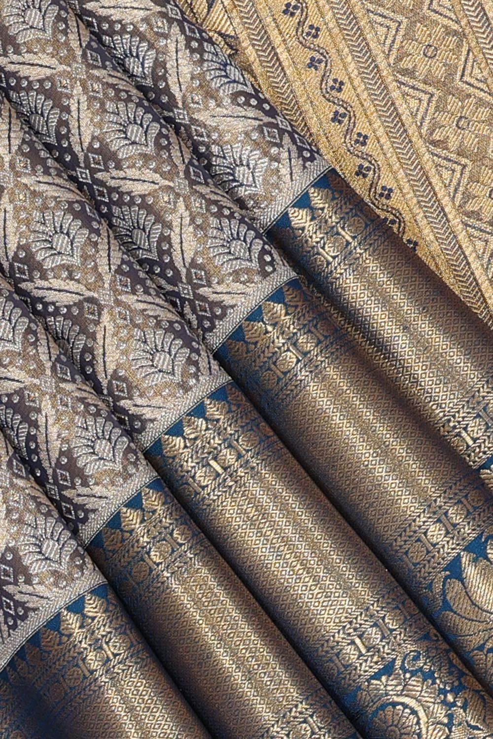 Collection of Kanchipattu An Ethereal Metallic Grey Saree-Grey in a gallery layout