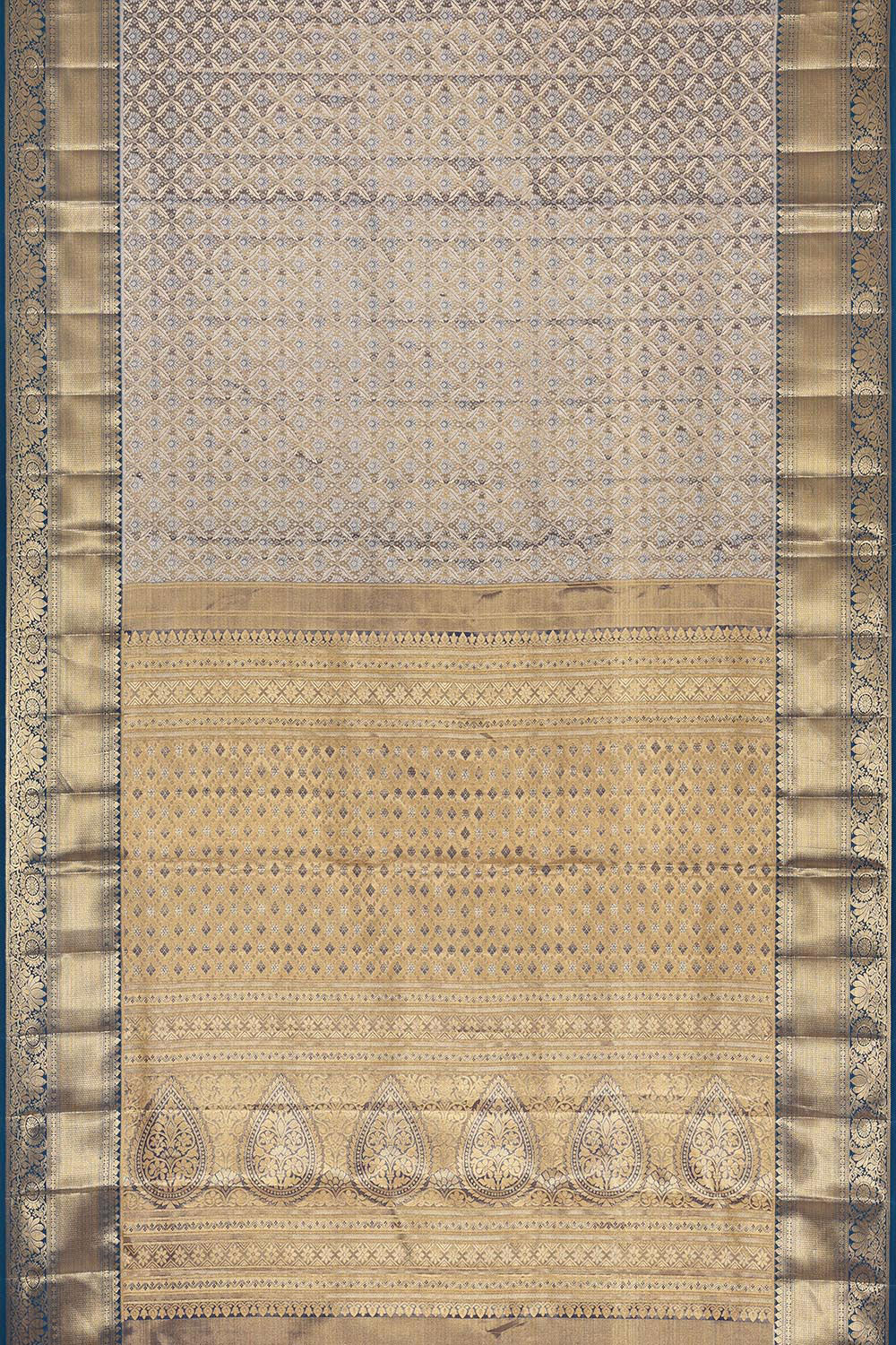 Image of Kanchipattu An Ethereal Metallic Grey Saree-Grey