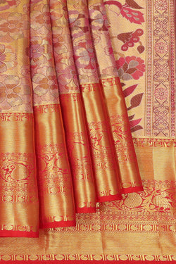 Collection of Kanchipattu An Ethereal Gold/Pink Saree in a gallery layout