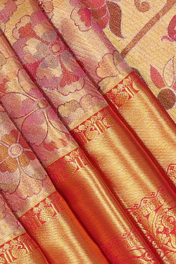 Collection of Kanchipattu An Ethereal Gold/Pink Saree in a gallery layout