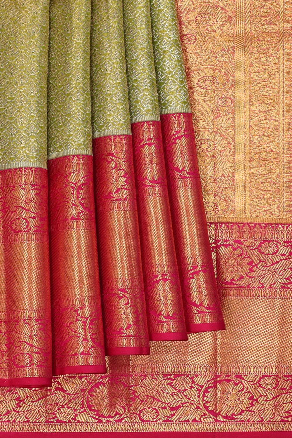 Collection of Kanchipattu An Ethereal Green Saree in a gallery layout