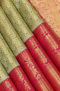 Collection of Kanchipattu An Ethereal Green Saree in a gallery layout