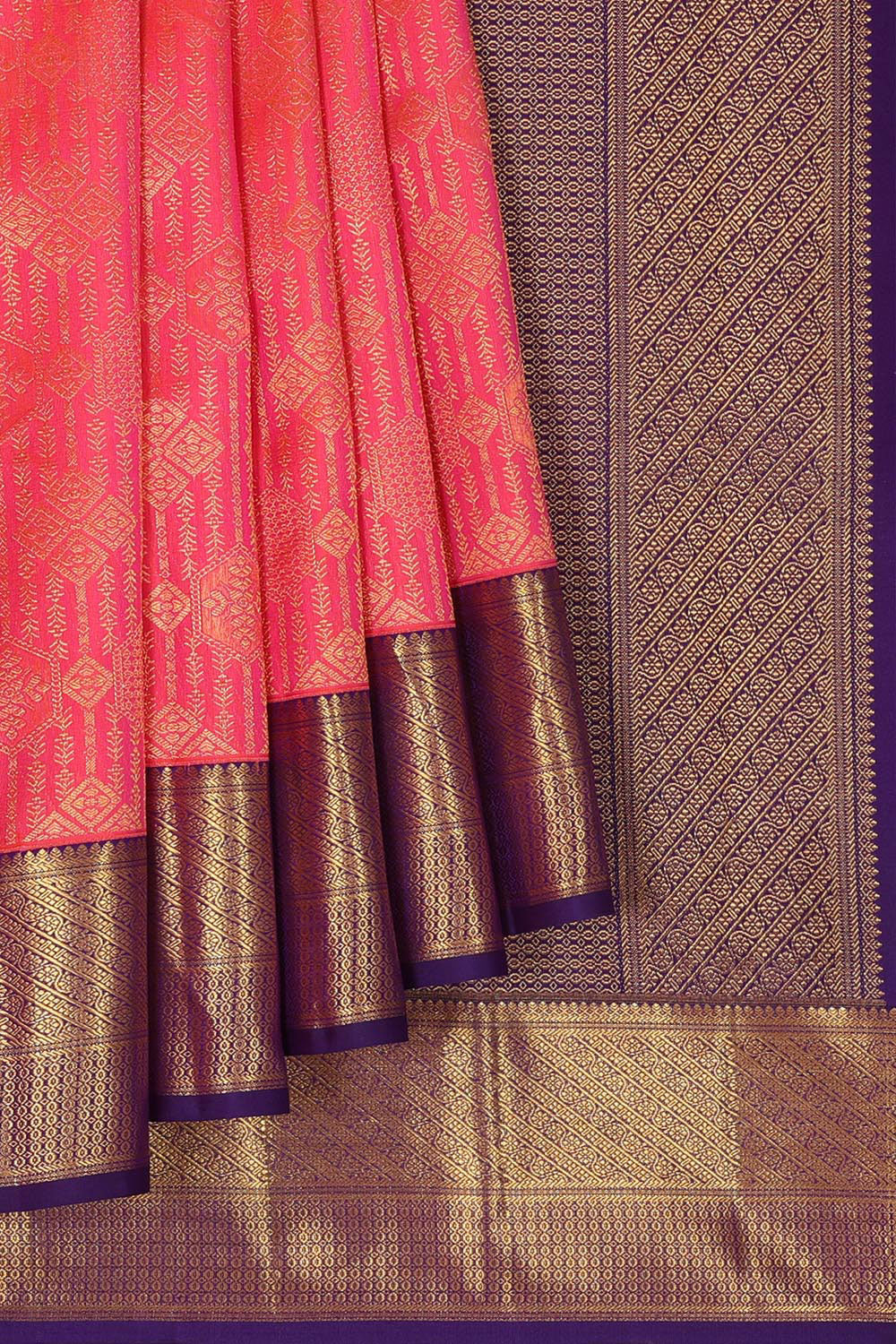 Collection of Kanchipattu Fuchsia-Pink Saree in a gallery layout