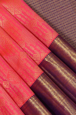 Collection of Kanchipattu Fuchsia-Pink Saree in a gallery layout