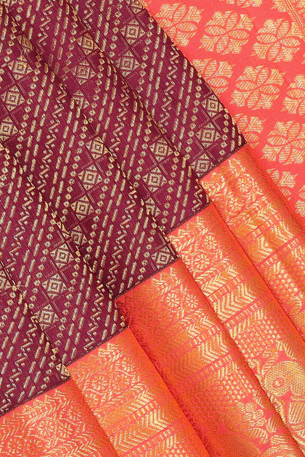 Collection of Kanchipattu Violet Saree in a gallery layout