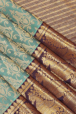 Collection of Kanchipattu Sea Green Saree in a gallery layout