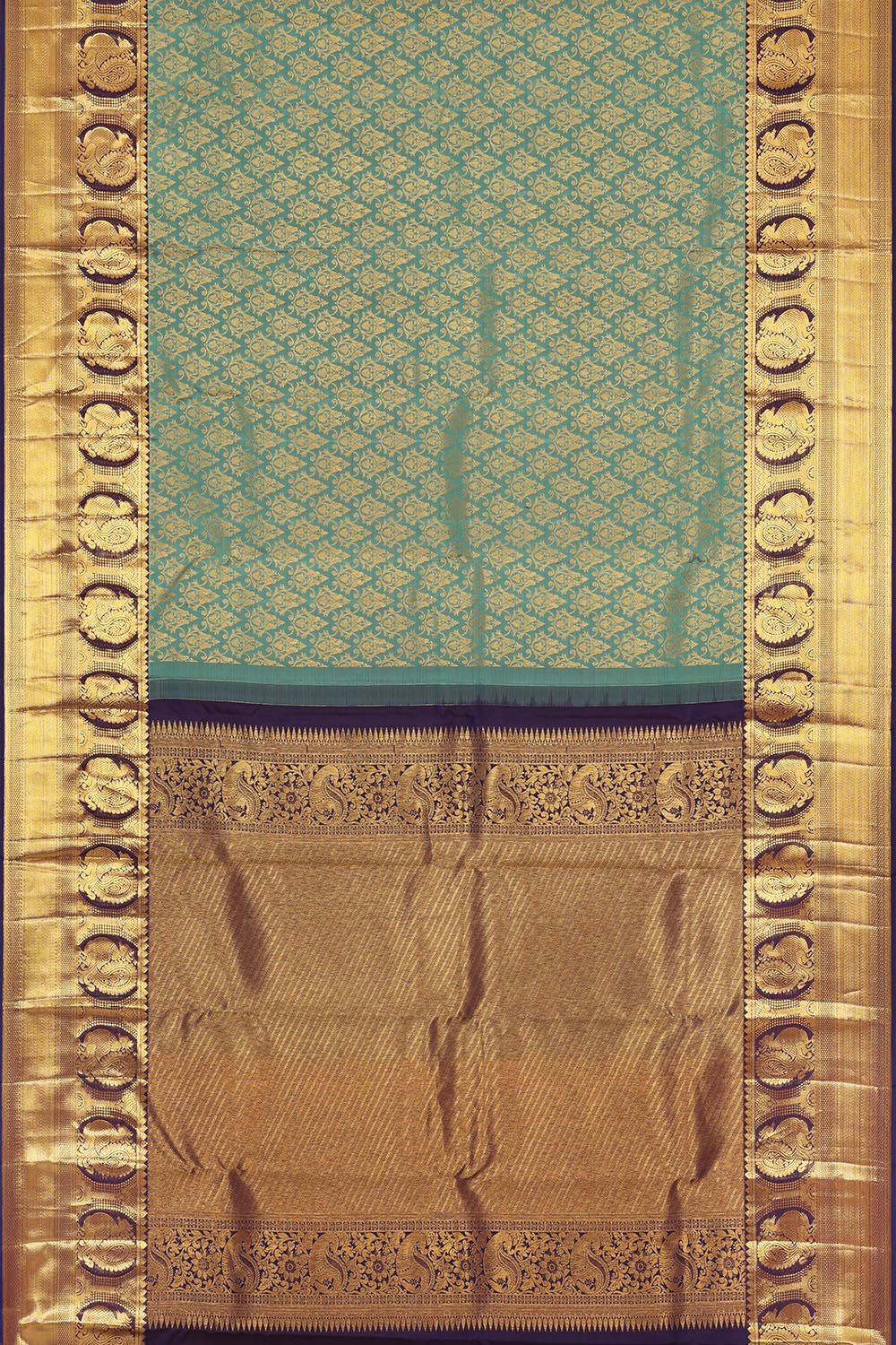 Collection of Kanchipattu Sea Green Saree in a gallery layout