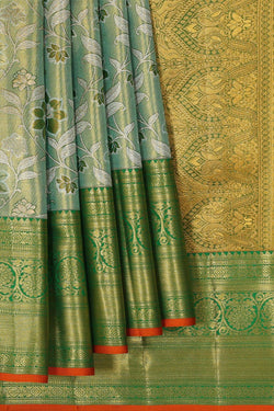 Collection of Kanchipattu An Ethereal Green Saree in a gallery layout