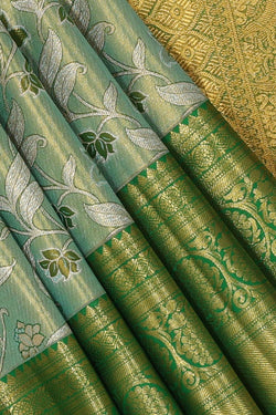 Collection of Kanchipattu An Ethereal Green Saree in a gallery layout