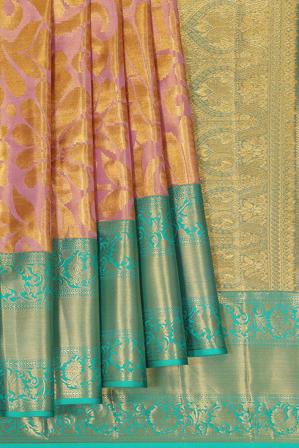 Kanchipattu An Ethereal Pearl Gold/Pink Saree